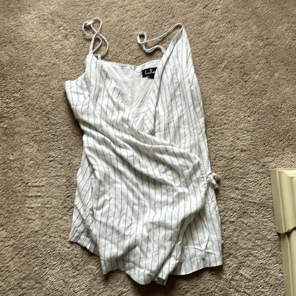 Lulus romper. Never worn with tags. White with navy stripe